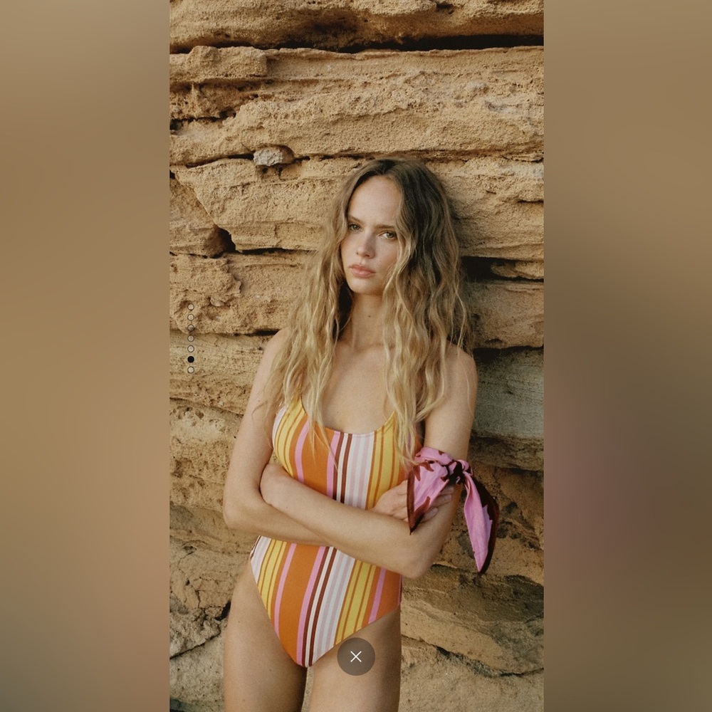 Mango Stripes Print Swimsuit